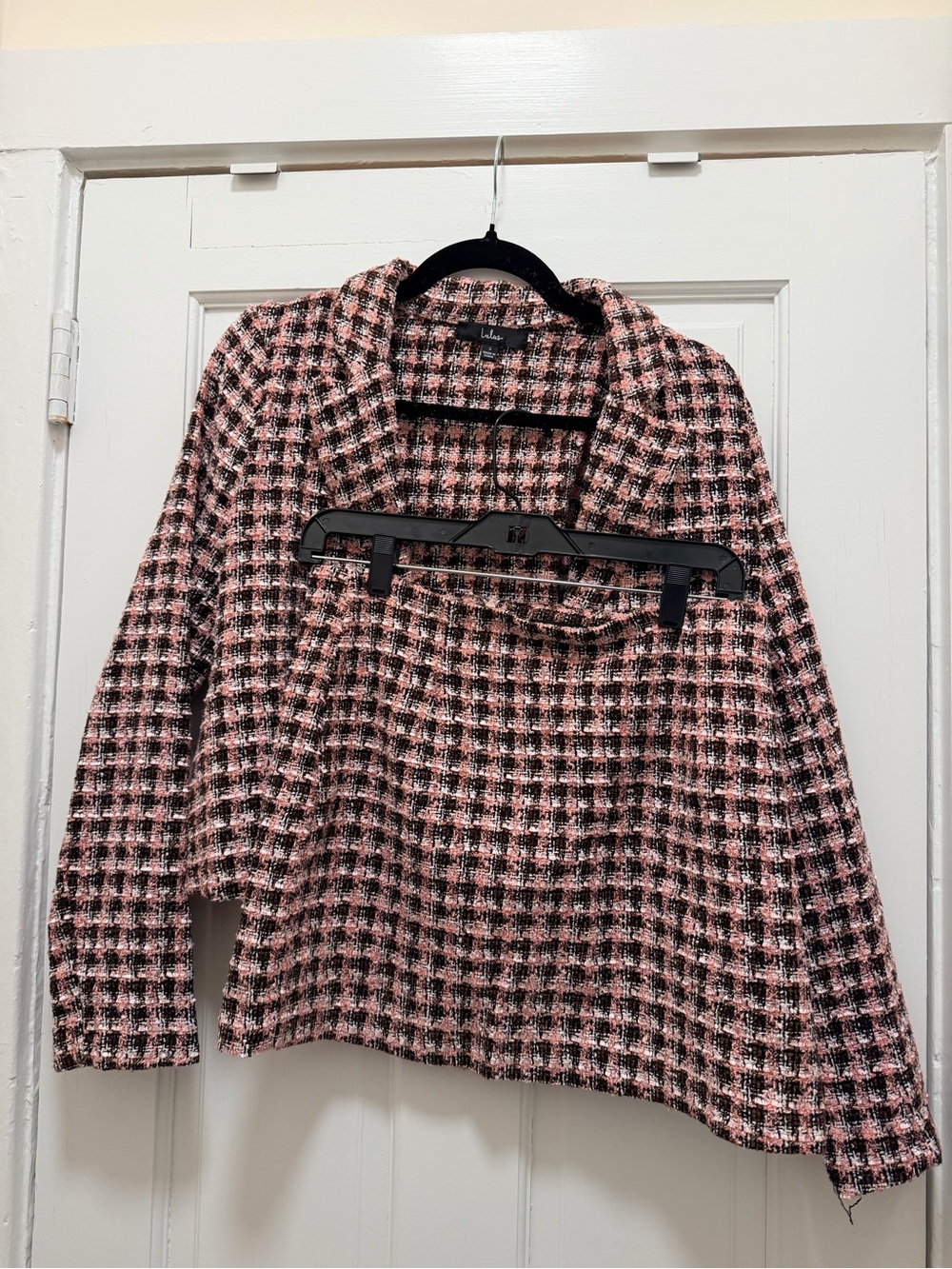 Lulu's Pink and Black Tweed Blazer and Skirt